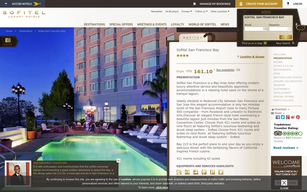 Sofitel San Francisco Bay website screen shot