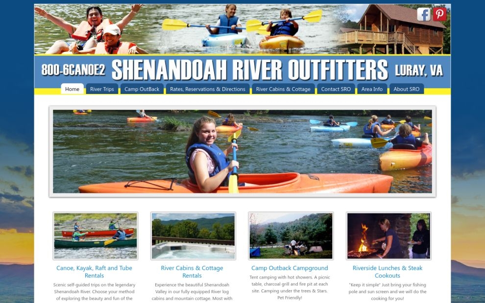 Shenandoah River Outfitters website screen shot