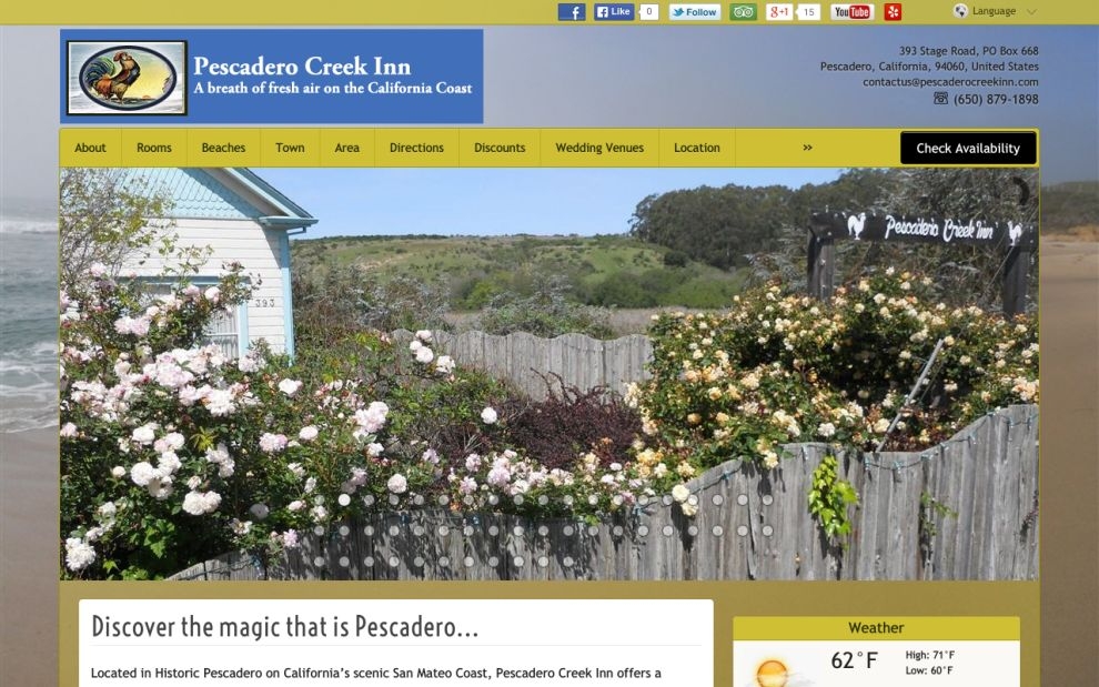 Pescadero Creek Inn website screen shot