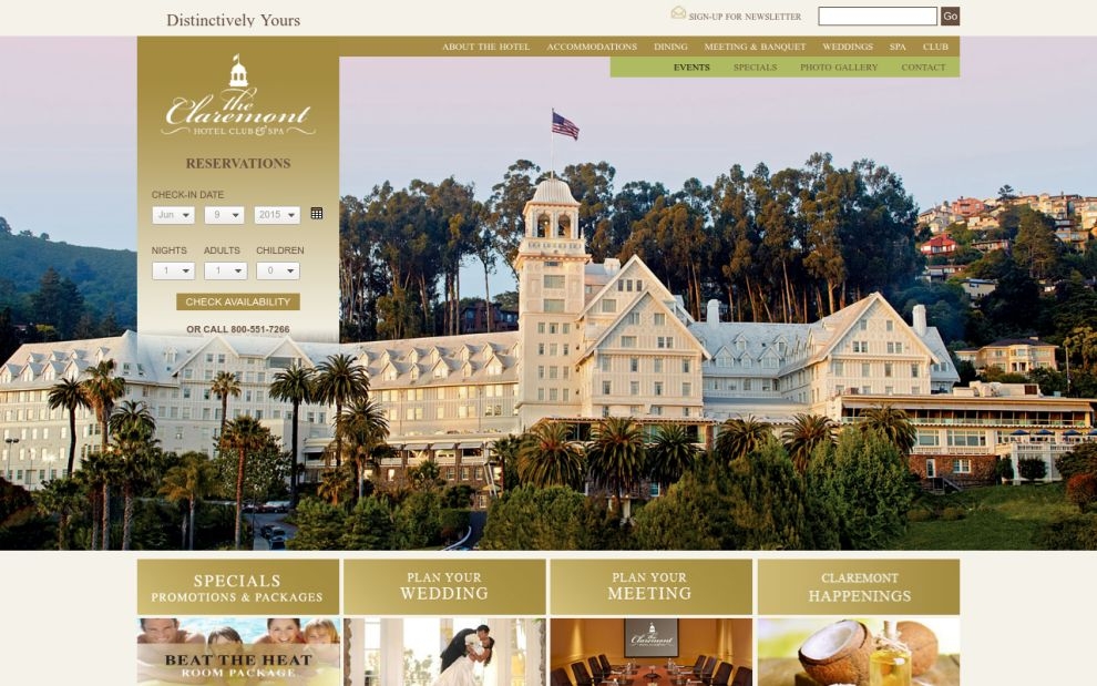 The Claremont Resort & Spa website screen shot