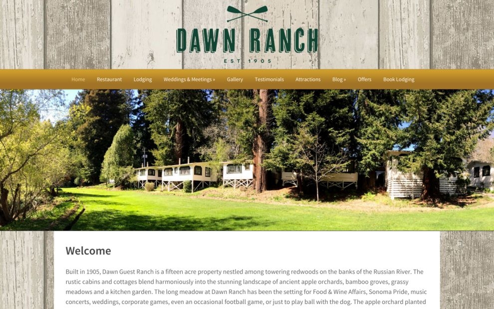Dawn Ranch Lodge website screen shot