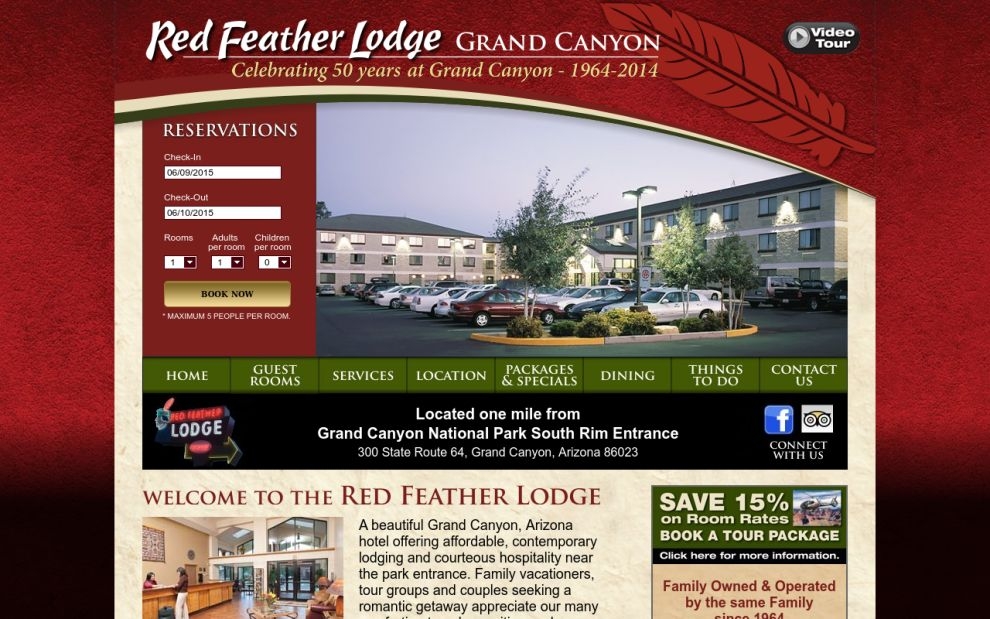 Red Feather Lodge website screen shot